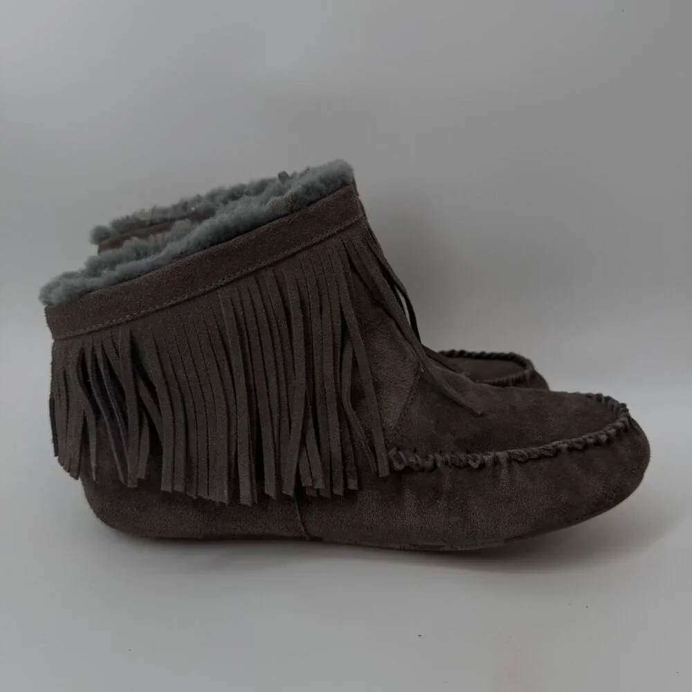 Emu Australia brown suede fringe boots size 8
